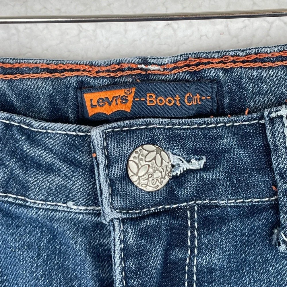 Levis Girls Boot Cut Jean Blue Medium Wash Adjustable Waist Size 16 REG 3040-588 - Picture 3 of 13